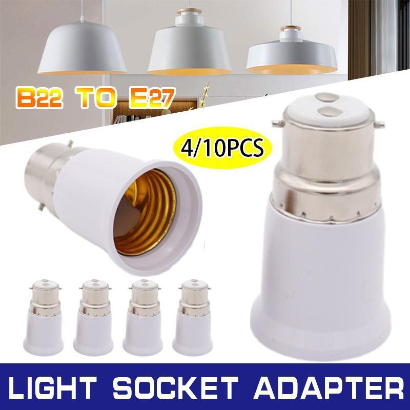 4/10x B22 To E27 Light Socket Adapter Bayonet Lamp Base To Edison E27 Bulb Screw - Light Socket-4pcs-853204