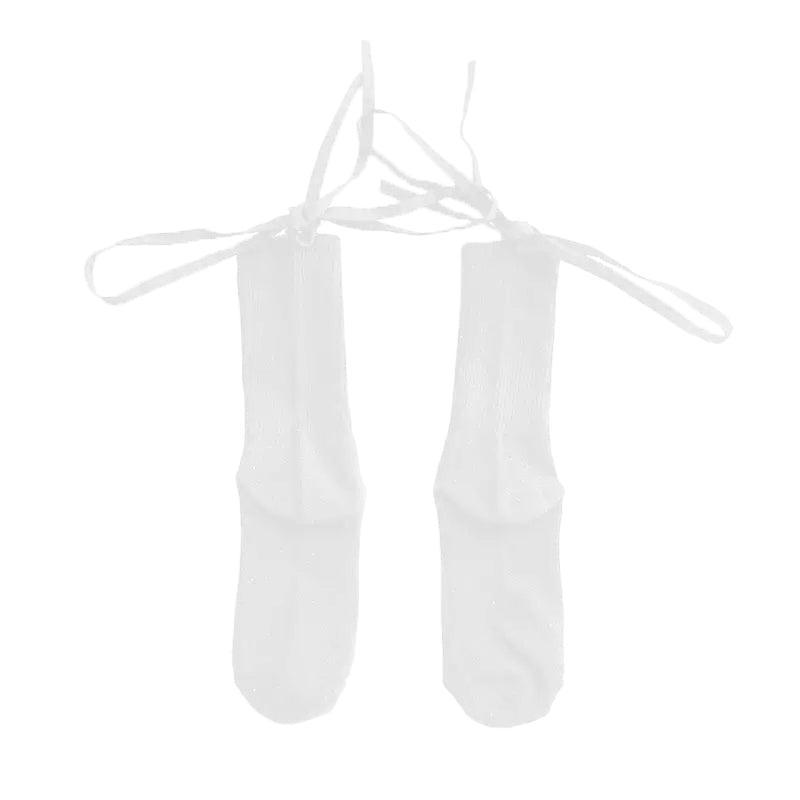 Cross-Tie Women Lolita Socks Bandage Stockings Korean Style Middle Tube Socks - White+White 7