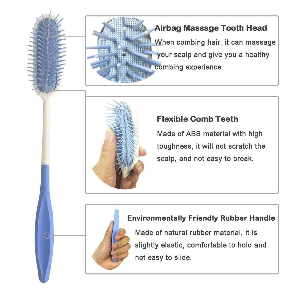 Extra Long Handle Comb Teeth and Brush for Elderly Easy Grip Hair Care Tool 4