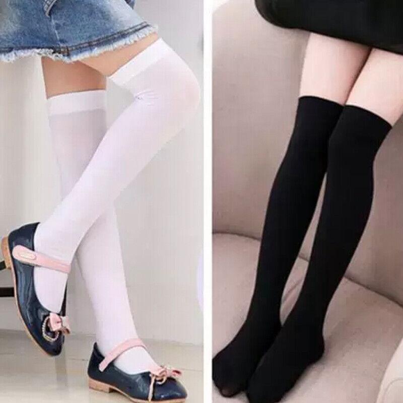 Womens Girls Long Socks Over Knee Thigh High Stockings Hosiery Tights Pantyhose - Black 4