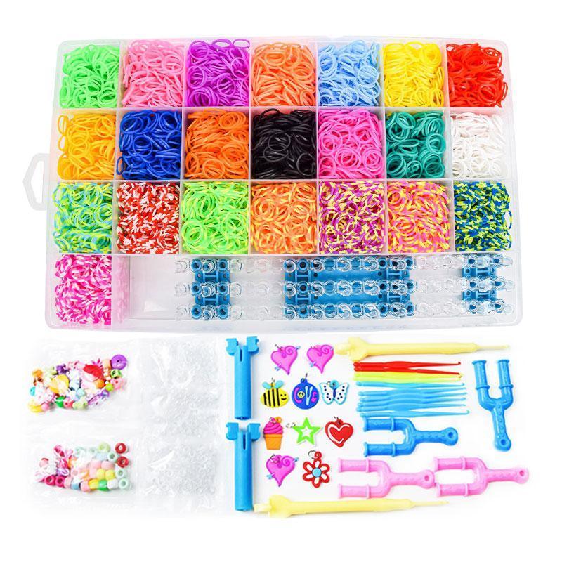 6800PCS Loom Bands Kit Bracelet Mixed Colour Rubber Refill Clip Hook Charms DIY 3