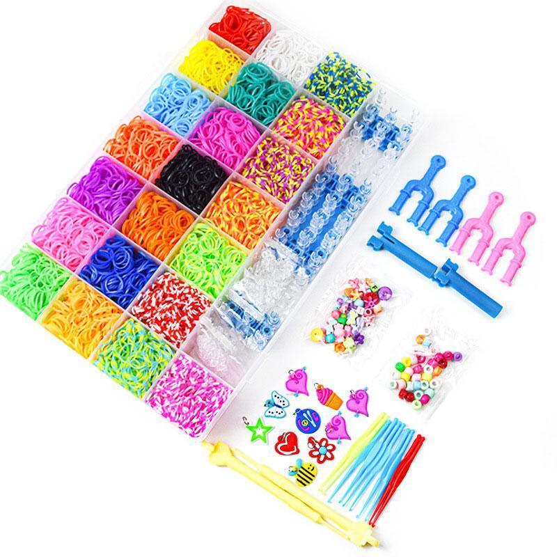 6800PCS Loom Bands Kit Bracelet Mixed Colour Rubber Refill Clip Hook Charms DIY 4