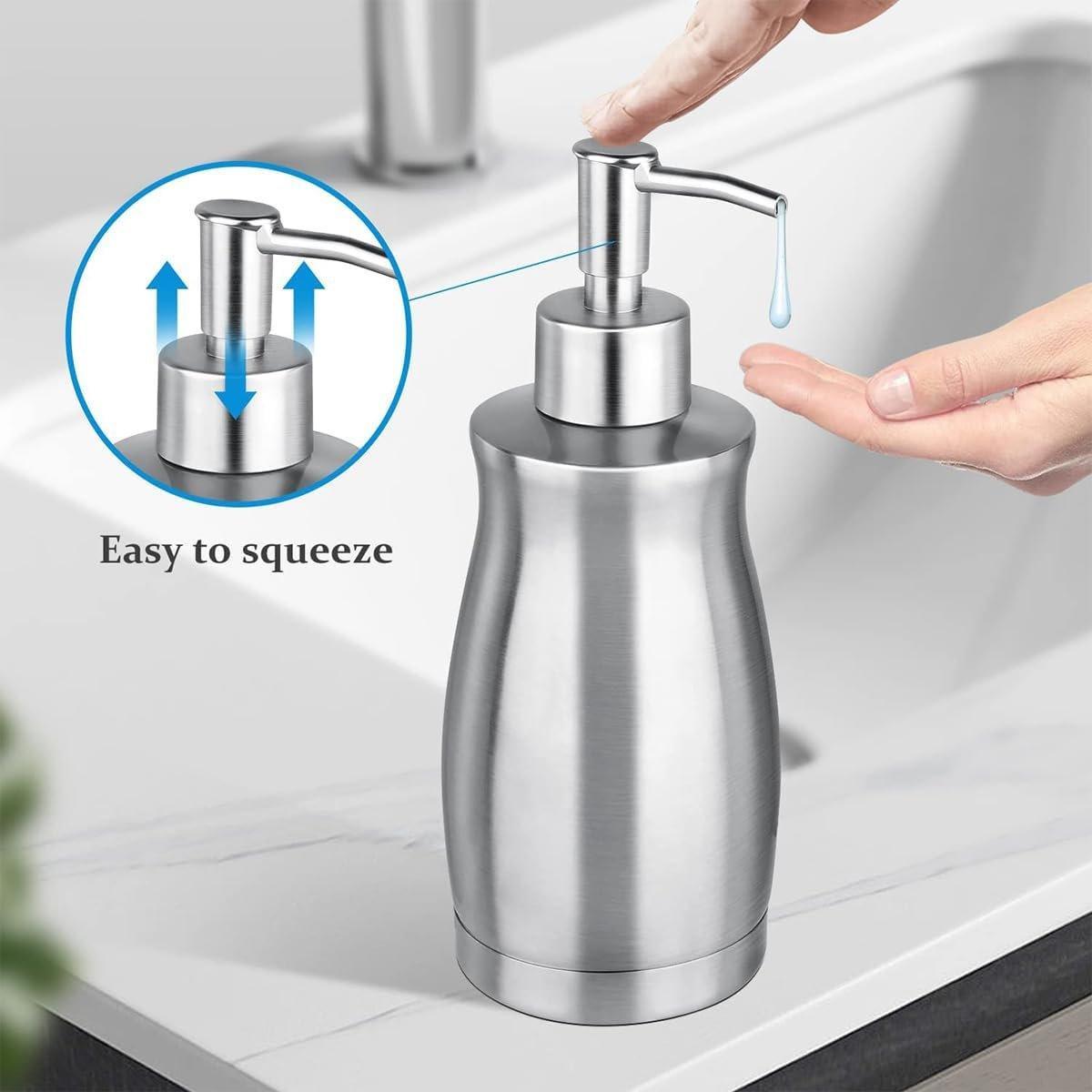 304 Household Stainless Steel Liquid Soap Lotion Shampoo Dispenser Bottle 400ML 5
