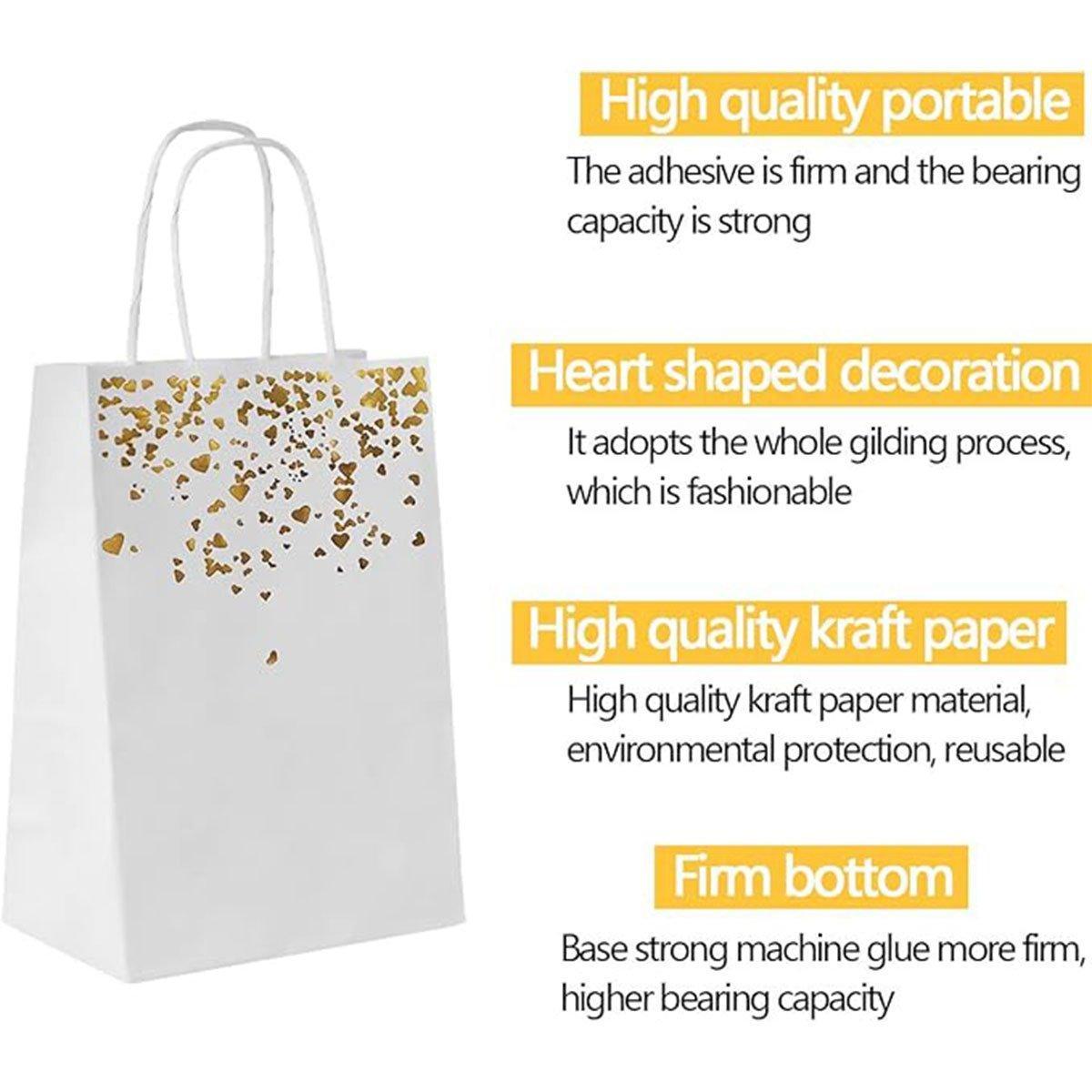 30PCS Kraft Paper Gift Bags Small Love Candy Bags Gold Foil Wedding Party Favors - Kraft Brown-Gold Foil 5