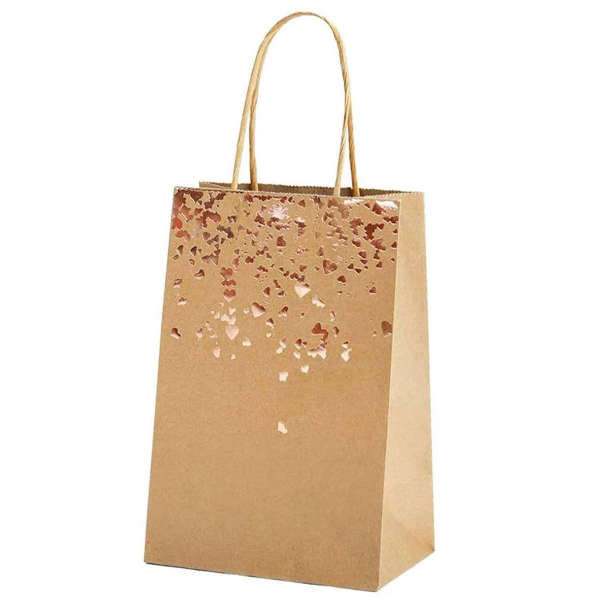 30PCS Kraft Paper Gift Bags Small Love Candy Bags Gold Foil Wedding Party Favors - Kraft Brown-Gold Foil 7