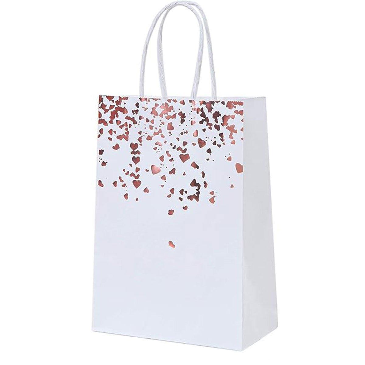 30PCS Kraft Paper Gift Bags Small Love Candy Bags Gold Foil Wedding Party Favors - White-Gold Foil 8