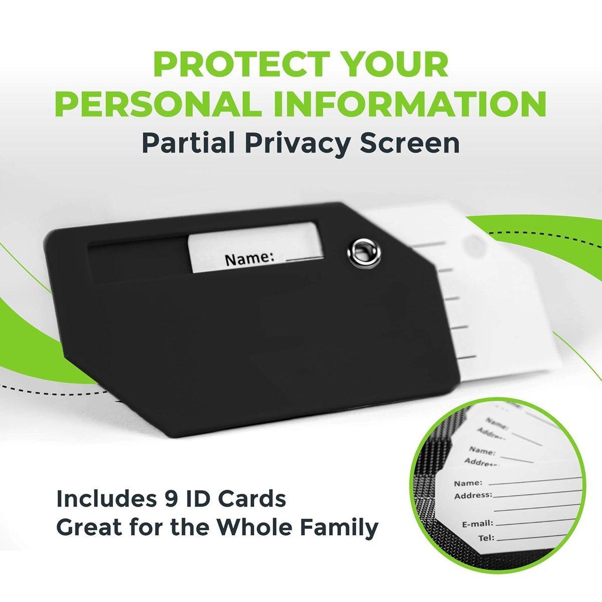 5PCS High-Quality Silicone Luggage Tags Name Address Boarding Pass Travel ID - Black 5