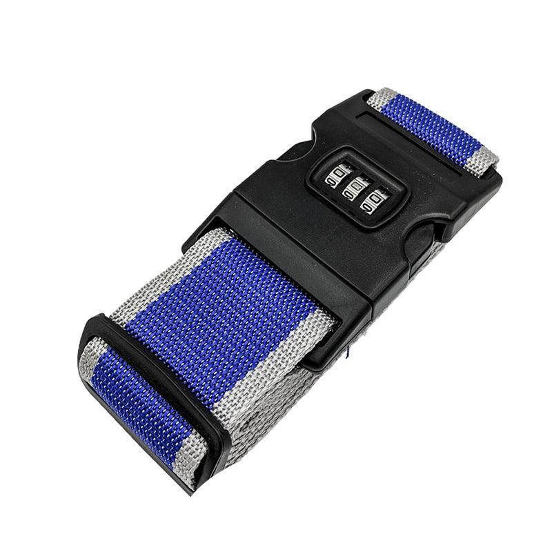 Luggage Strap Code Password Travel Suitcase Secure Lock Safe Nylon Packing Belt - Blue+Grey 10