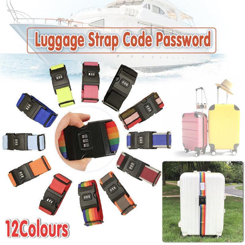 Luggage Strap Code Password Travel Suitcase Secure Lock Safe Nylon Packing Belt - Red