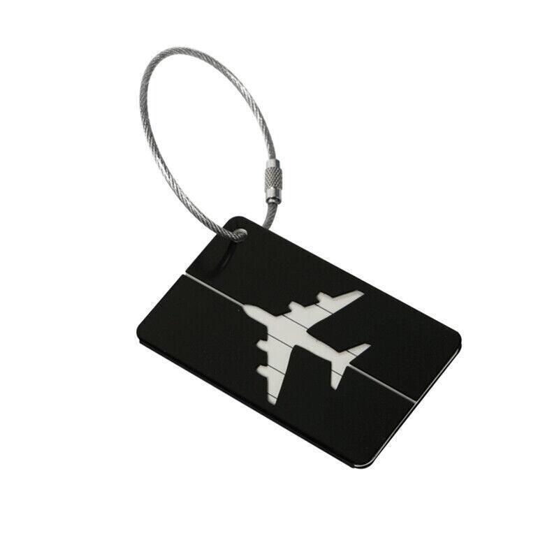 Luggage Tag Aluminum Travel Baggage Suitcase Identity Address Name Label Cards - Black 8