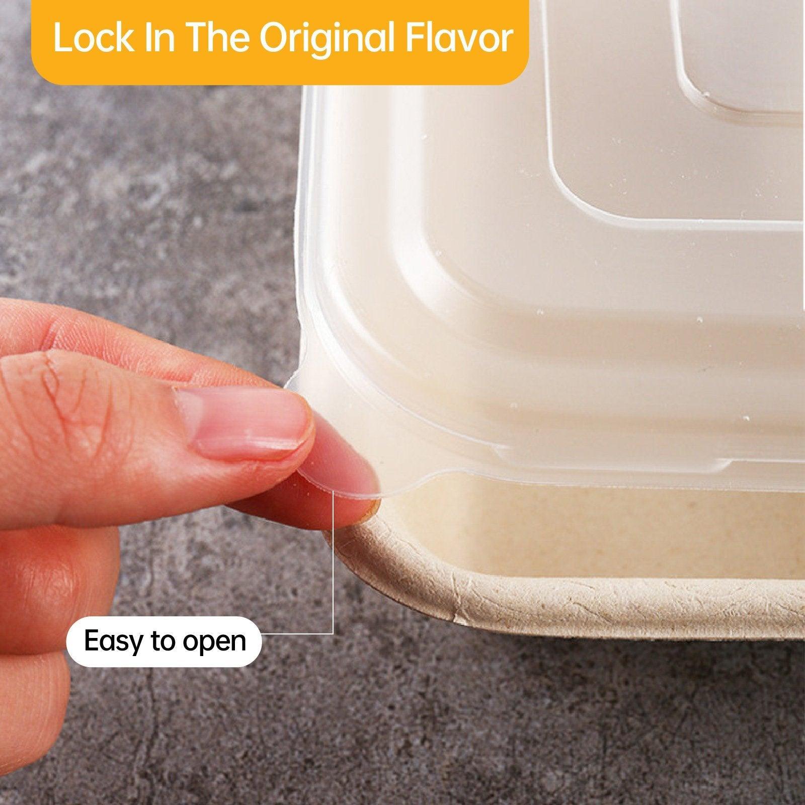 25/50pcs Biodegradable Lunch Box Microwaveable Tray with Compartment Paper Lid - 1400ML-6-50pcs 4