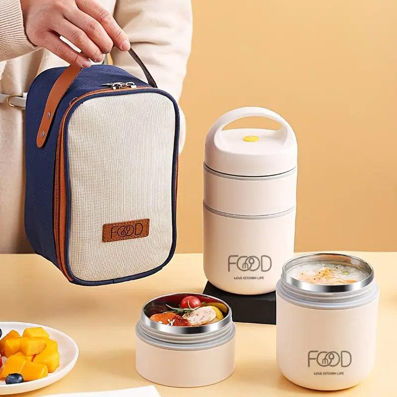 3pcs Insulated Lunch Box Soup Container Portable Breakfast Food Storage Box Set 4