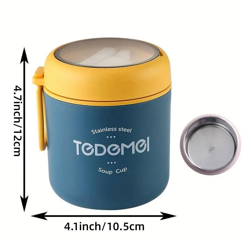 530ml Stainless Steel Insulated Lunch Box Portable Food Storage Mug Soup Meals - Blue 3