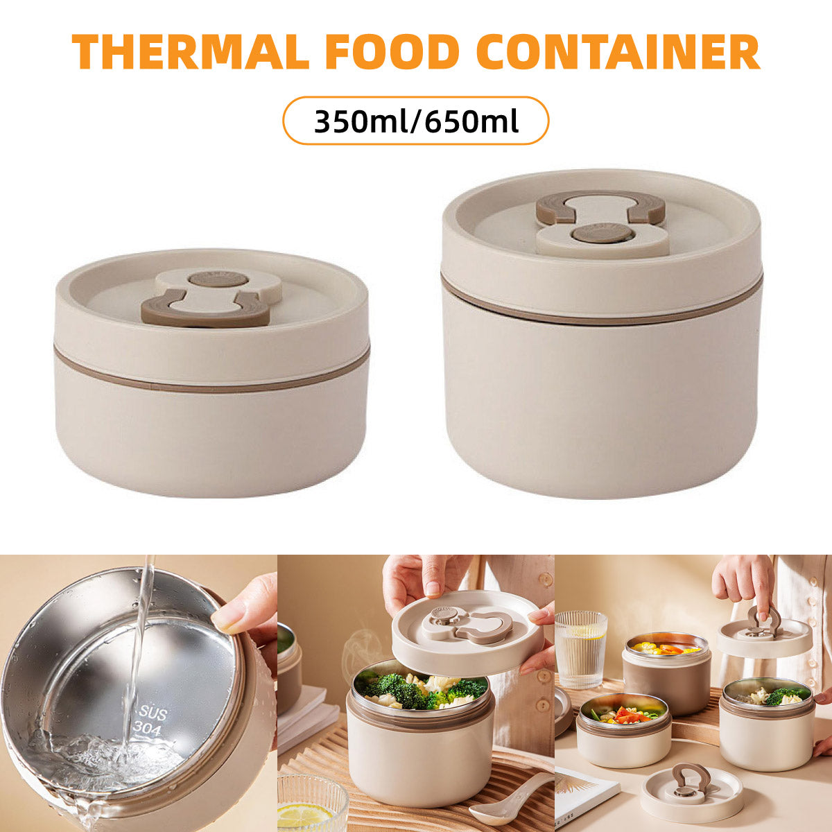 Lunch Box Food Container Thermal Warmer Hot Student Bento Insulated Soup Cup - 650ml