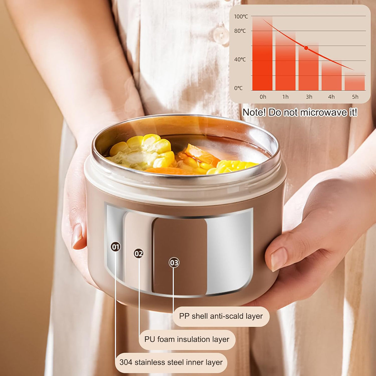 Lunch Box Food Container Thermal Warmer Hot Student Bento Insulated Soup Cup - 650ml 4