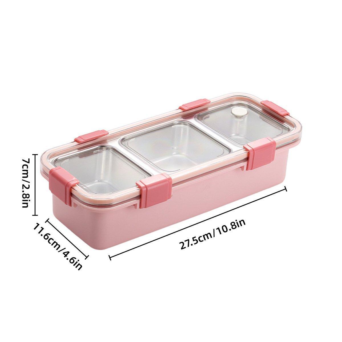 Stainless Steel Lunch Box Compartment Bento Box Food Container for Meal Prep Use - Pink 3