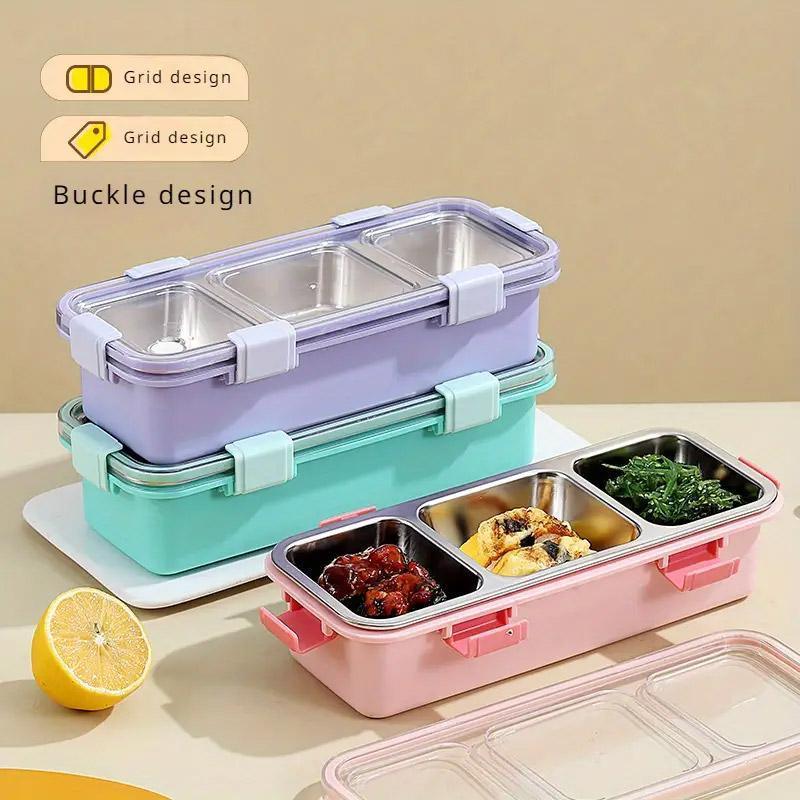 Stainless Steel Lunch Box Compartment Bento Box Food Container for Meal Prep Use - Pink 4