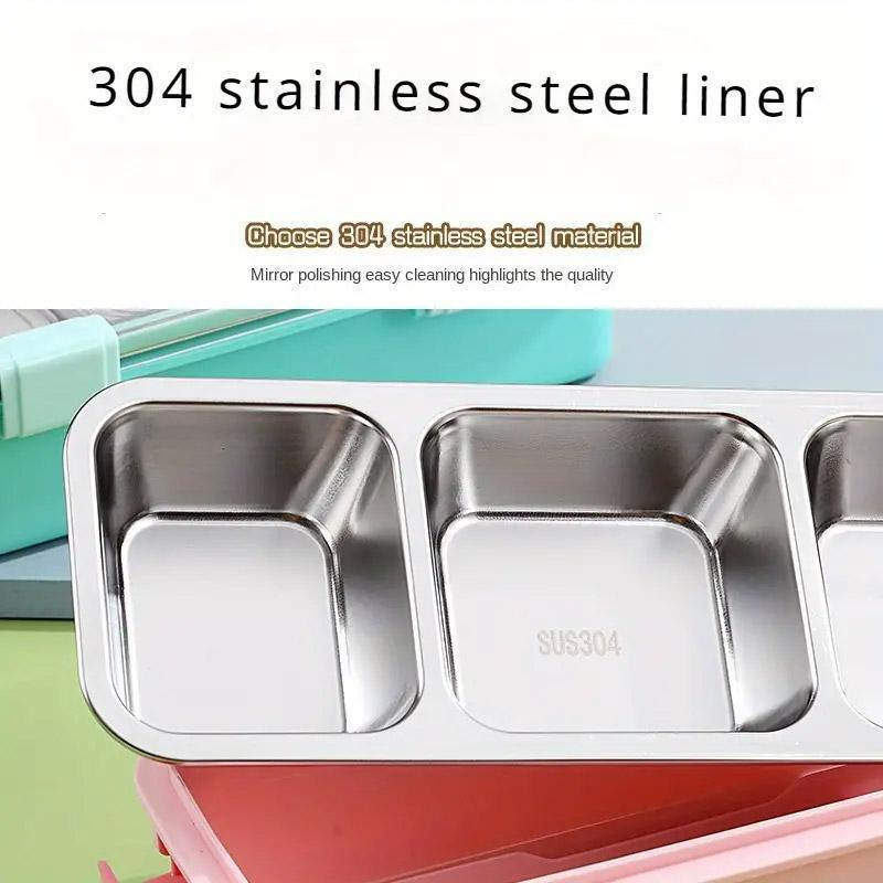 Stainless Steel Lunch Box Compartment Bento Box Food Container for Meal Prep Use - Pink 5