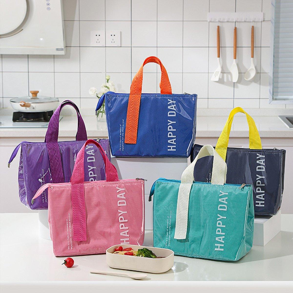 Large Capacity Lunch Bag Outdoor Picnic Aluminum Foil Portable Thermal Bag - Pink 5