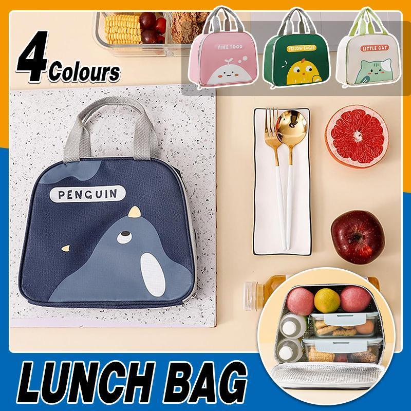 Cute Cartoon Lunch Bag Reusable Insulated School Lunch Box Cooler Tote Boy Girl - Pink