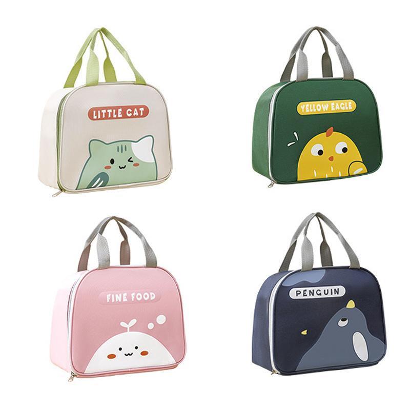 Cute Cartoon Lunch Bag Reusable Insulated School Lunch Box Cooler Tote Boy Girl - Pink