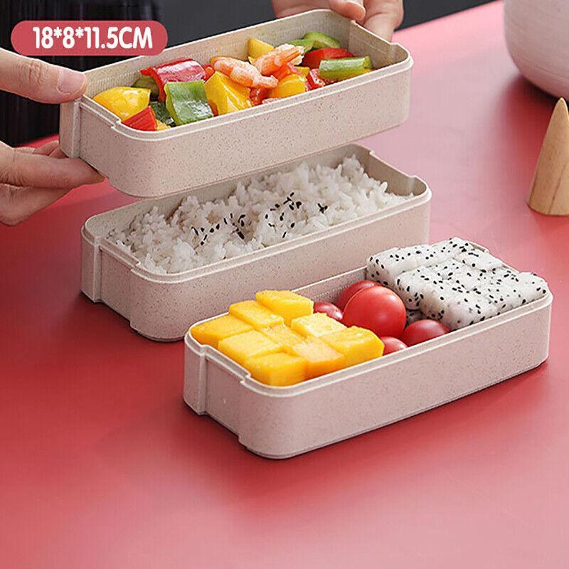 Lunch Box 3-Layer Bento Food Container 900ml with Spoon Fork Portable Student Use - Green 3