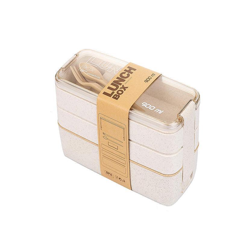 Lunch Box 3-Layer Bento Food Container 900ml with Spoon Fork Portable Student Use - Green 8