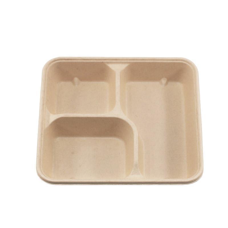 25/50pcs Biodegradable Lunch Box Microwaveable Tray with Compartment Paper Lid - 1100ml-4-50pcs 9