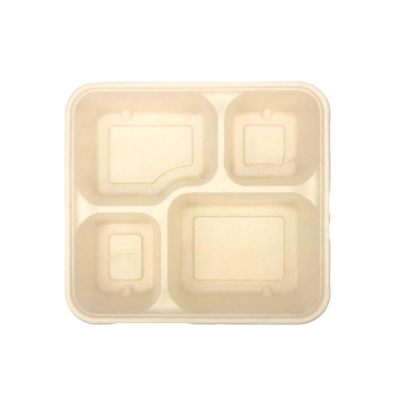 25/50pcs Biodegradable Lunch Box Microwaveable Tray with Compartment Paper Lid - 1200ml-4-25pcs 10