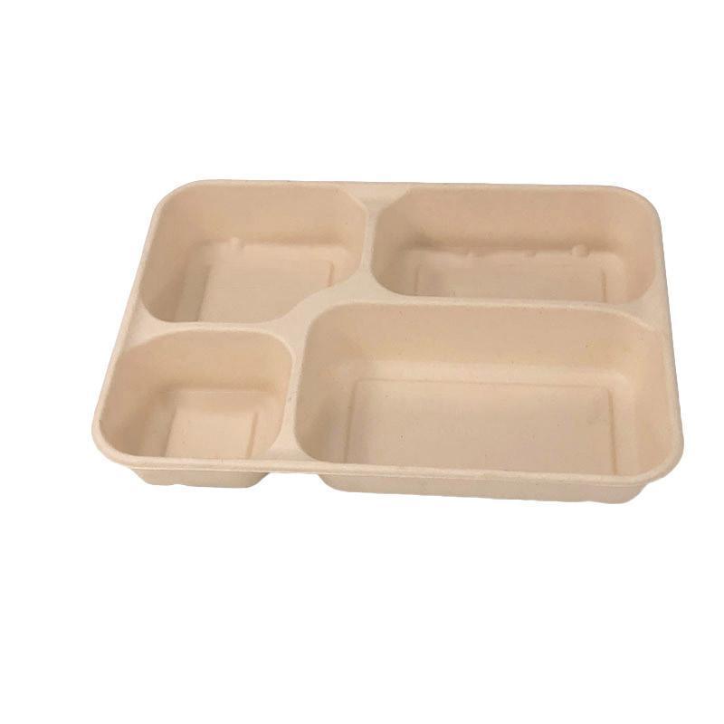 25/50pcs Biodegradable Lunch Box Microwaveable Tray with Compartment Paper Lid - 1400ml-5-25pcs 11