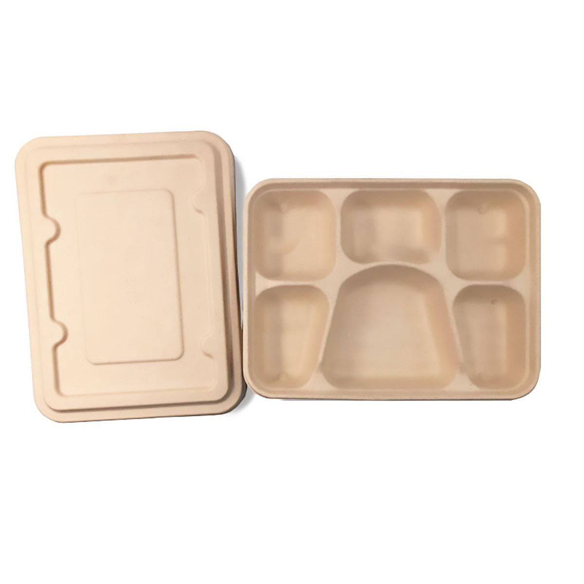 25/50pcs Biodegradable Lunch Box Microwaveable Tray with Compartment Paper Lid - 1400ml-5-25pcs 13