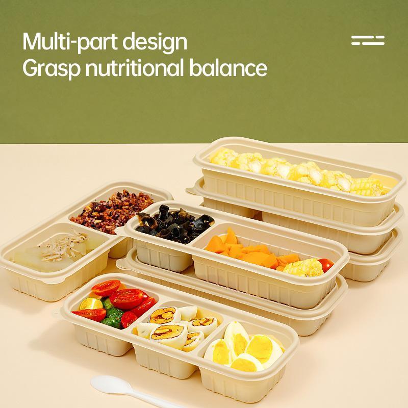 Biodegradable Corn Starch Meal Prep Containers Lids Durable Multi Compartment - A3 4