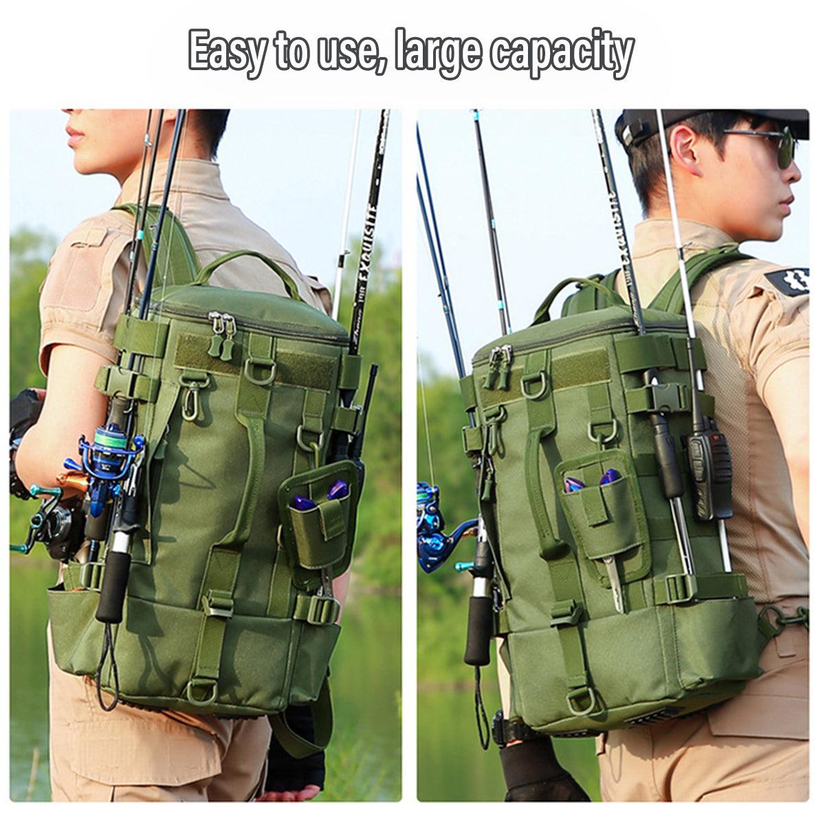 Waterproof Fishing Tackle Bag Large Capacity Multi Functional Shoulder Storage - Khaki Camouflage 4