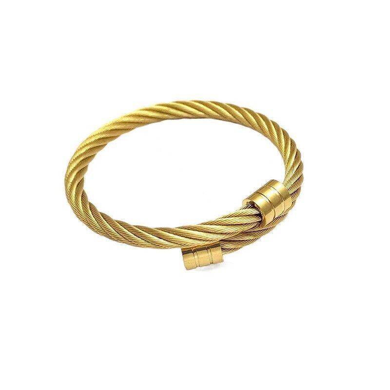 Lymph Drainage Magnetic Bracelets  Crainoc Titaniumion Osimium Bangle NEW - Gold 8