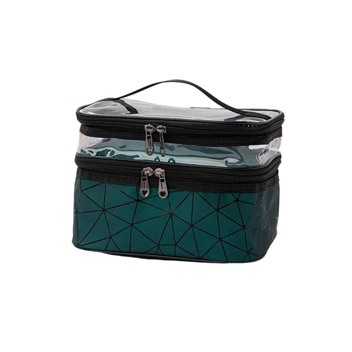 Portable Double-Layer Large Capacity Waterproof Cosmetic Bag Travel Toiletry Bag - Black 11