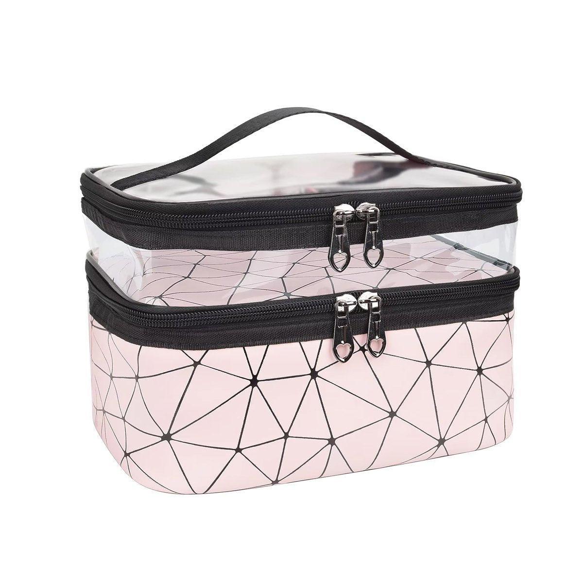 Portable Double-Layer Large Capacity Waterproof Cosmetic Bag Travel Toiletry Bag - Silver 8