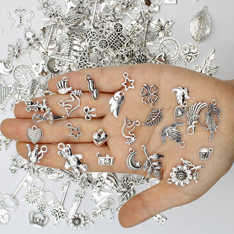 Bulk Tibetan Silver Mixed Charms Pendants For Jewelry Diy Making Craft Findings - Silver 4