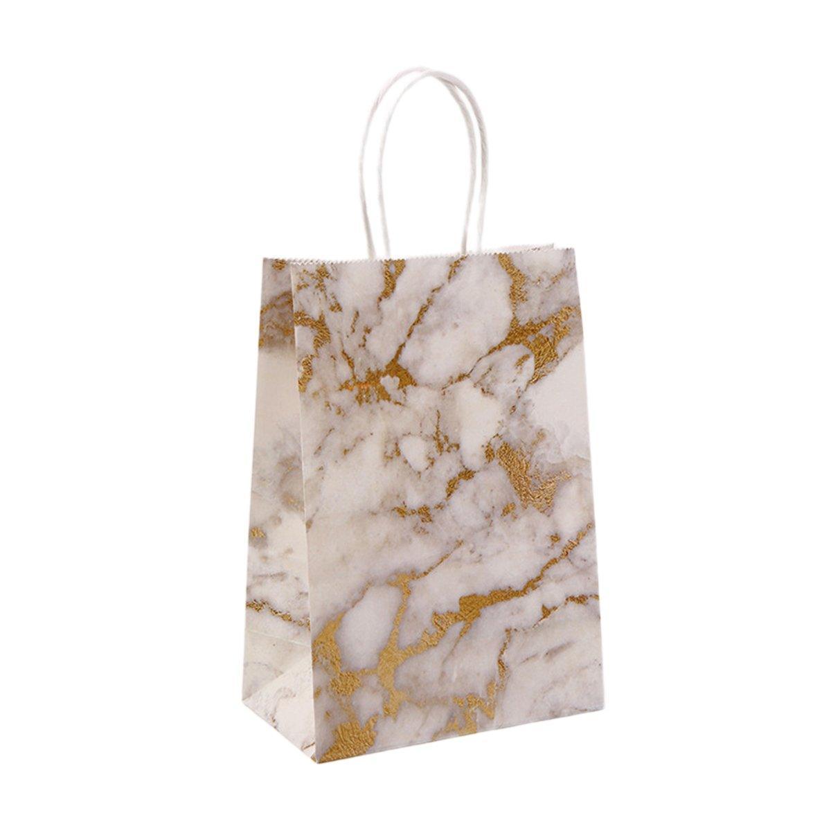 25PCS Marble Series Shopping Paper Bag Luxury Handbag Party Favor Gift Bags Set - Black Gold-S 14