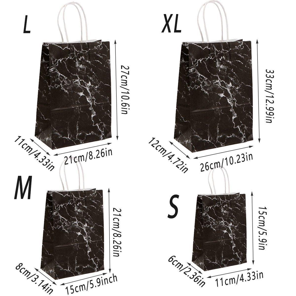 25PCS Marble Series Shopping Paper Bag Luxury Handbag Party Favor Gift Bags Set - Black Gold-M 3