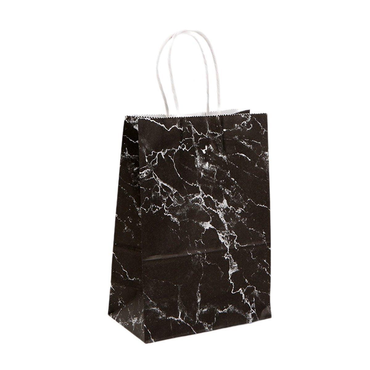 25PCS Marble Series Shopping Paper Bag Luxury Handbag Party Favor Gift Bags Set - Black Gold-M 7