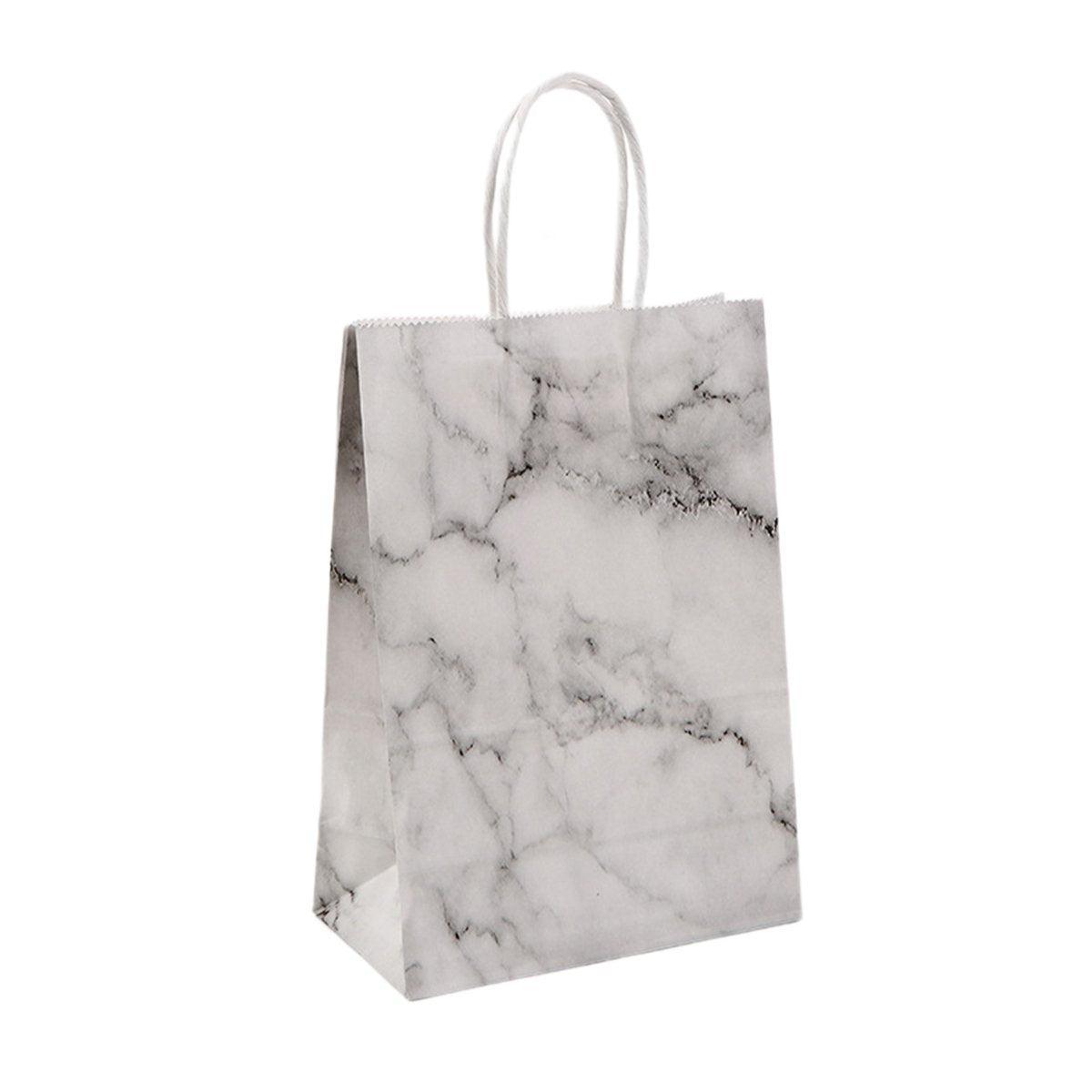 25PCS Marble Series Shopping Paper Bag Luxury Handbag Party Favor Gift Bags Set - Black Gold-L 13