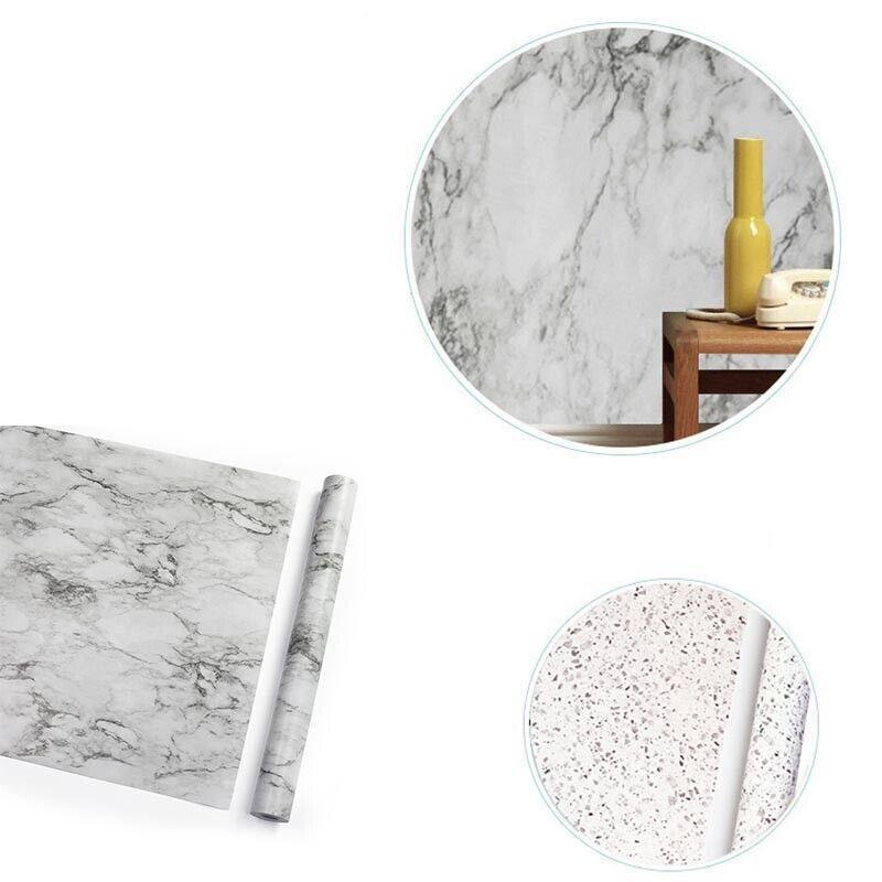 10M Marble Self-Adhesive PVC Wall Sticker Wallpaper Decor - White Marble-B 3