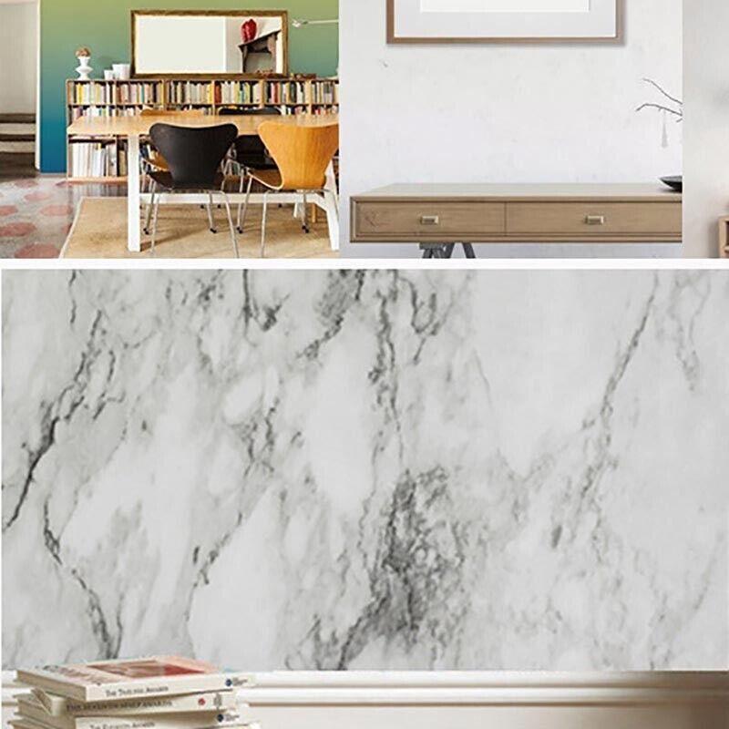 10M Marble Self-Adhesive PVC Wall Sticker Wallpaper Decor - White Marble-B 4