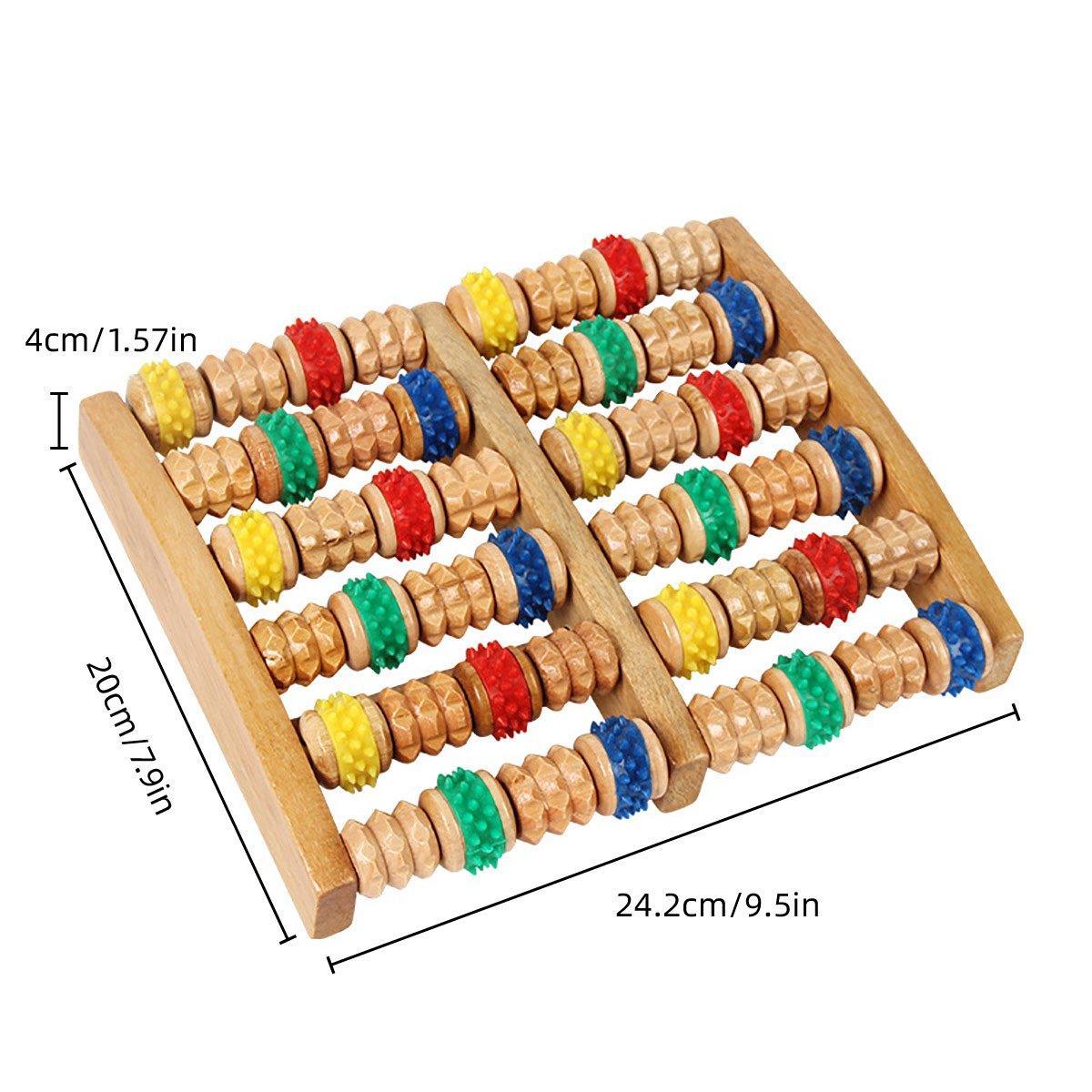Six-Row Wooden Foot Roller Massager Colourful Relaxation Tool for Foot Relief 3