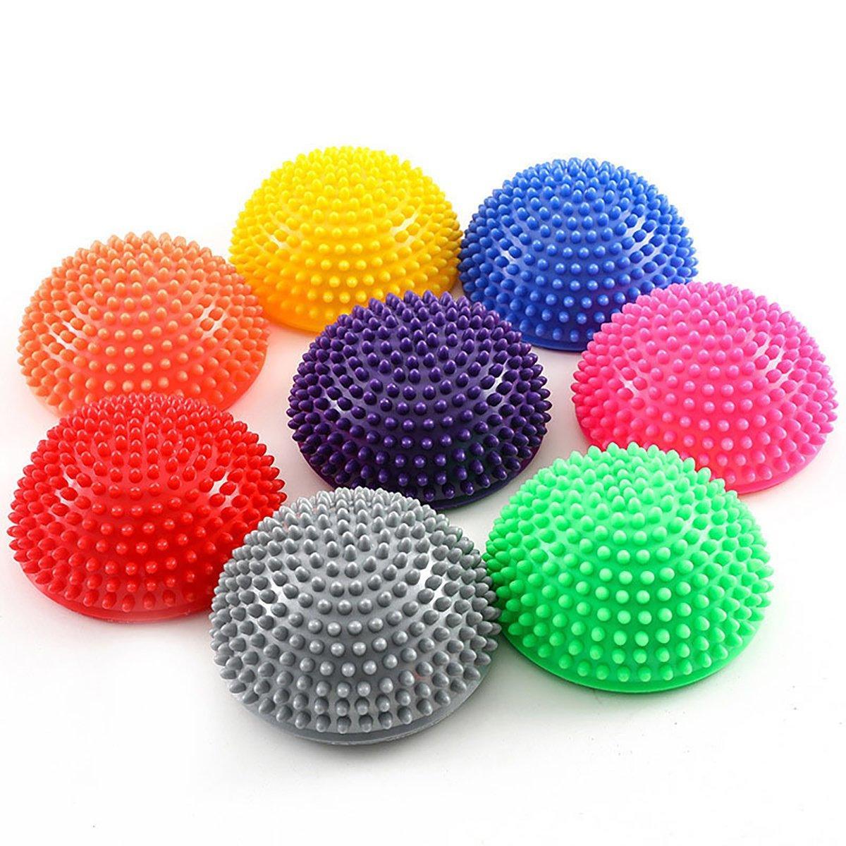 Spiky Massage Ball PVC Half Round Yoga Exercise Foot Hand Cushion - Grey