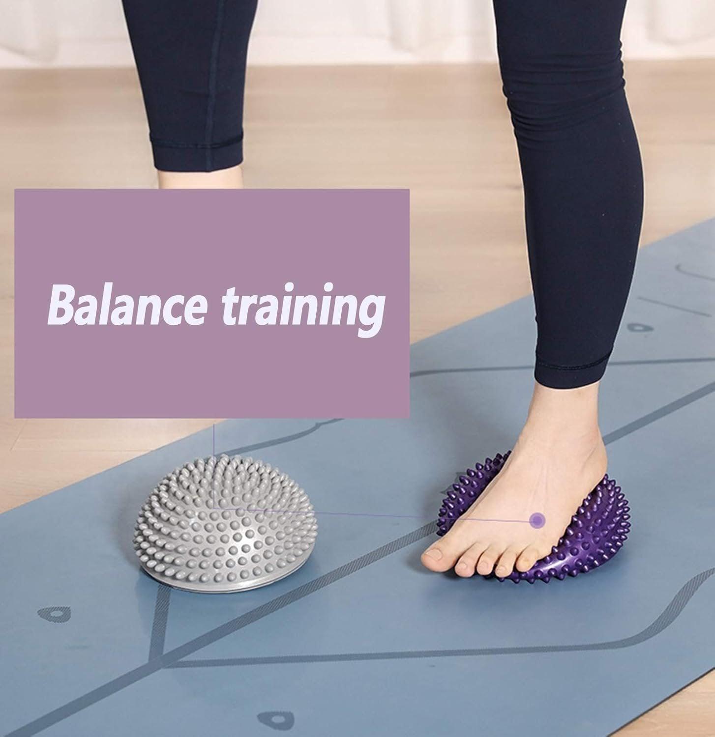 Spiky Massage Ball PVC Half Round Yoga Exercise Foot Hand Cushion - Grey 4