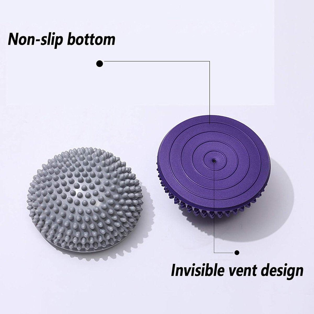 Spiky Massage Ball PVC Half Round Yoga Exercise Foot Hand Cushion - Yellow 5