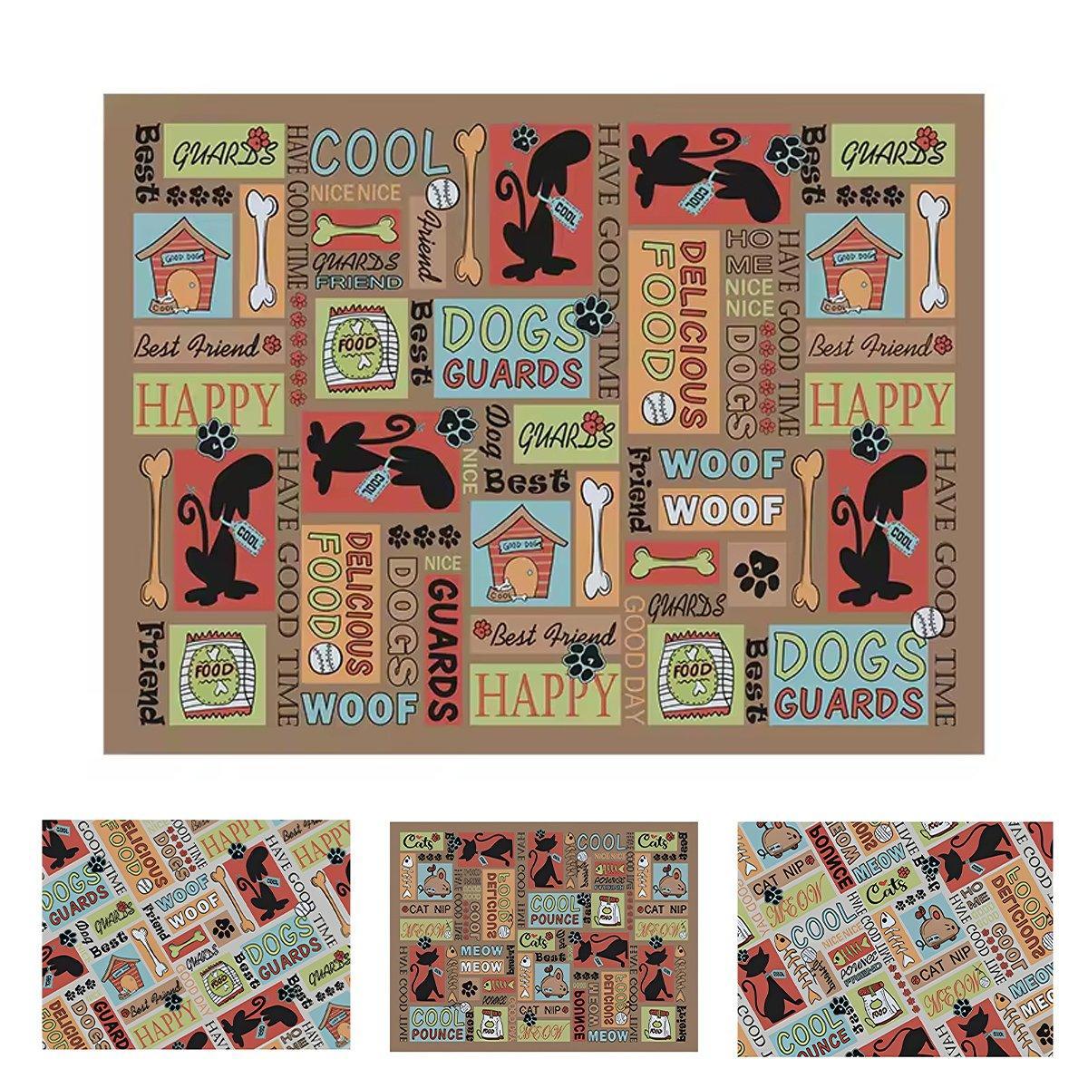 Waterproof Pet Floor Mat Carpet For Dog Cage Feeding Area Anti Slip Washable - Dog-Brown