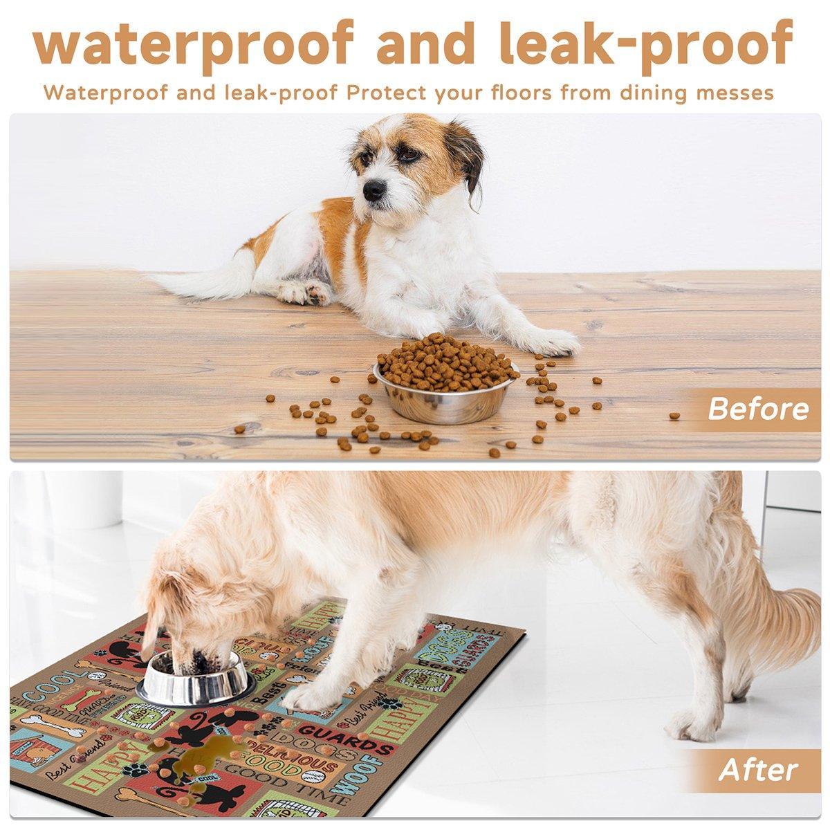 Waterproof Pet Floor Mat Carpet For Dog Cage Feeding Area Anti Slip Washable - Dog-Brown 5