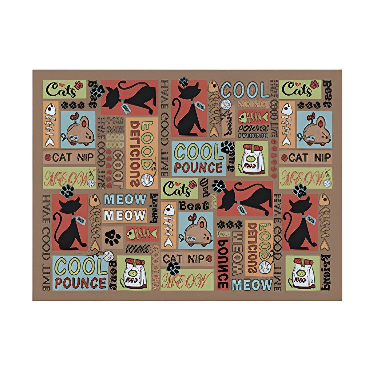 Waterproof Pet Floor Mat Carpet For Dog Cage Feeding Area Anti Slip Washable - Cat-White 6